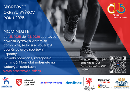 Nominujte sportovce z Okresu Vyškov do 12.1.2026